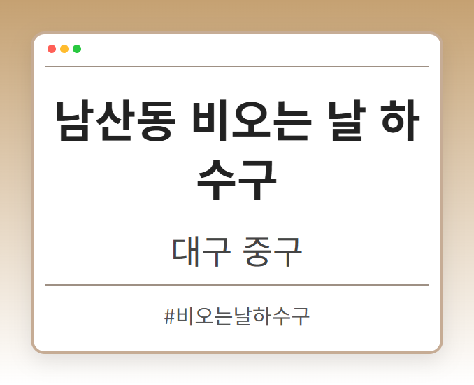 남산동 비오는 날 하수구 - 대구 중구 남산동 비오는 날 하수구 전문업체