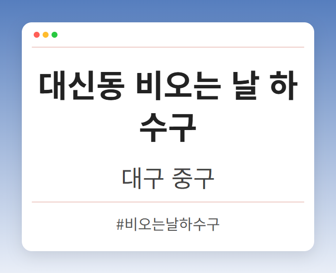 대신동 비오는 날 하수구 - 대구 중구 대신동 비오는 날 하수구 전문업체