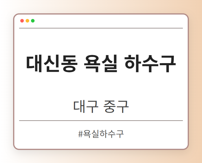 대신동 욕실 하수구 - 대구 중구 대신동 욕실 하수구 전문업체