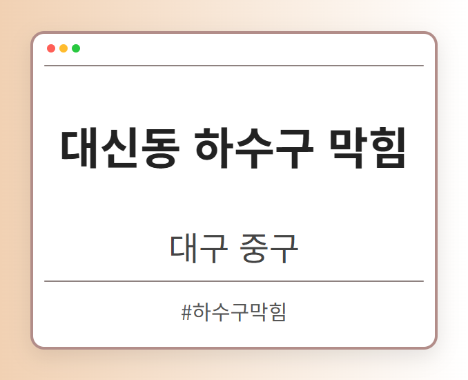 대신동 하수구 막힘 - 대구 중구 대신동 하수구 막힘 전문업체