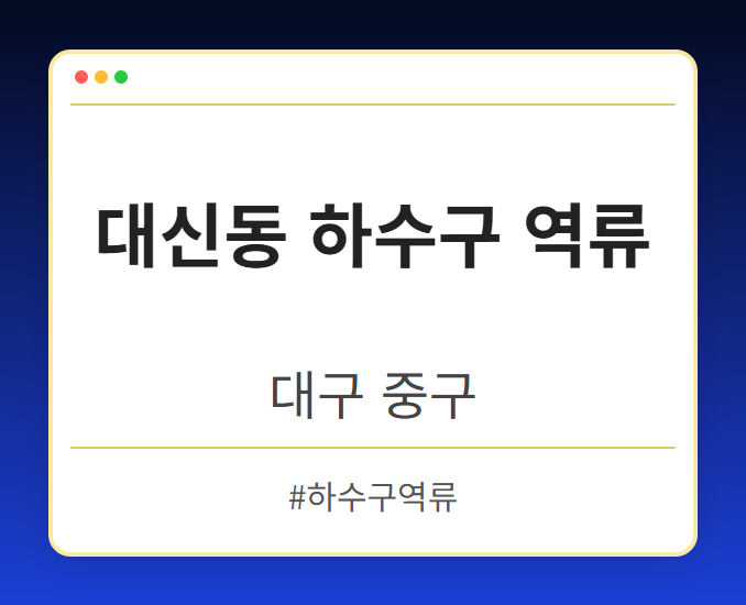 대신동 하수구 역류 - 대구 중구 대신동 하수구 역류 전문업체