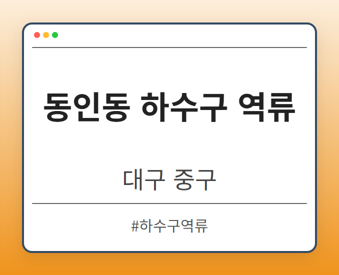 동인동 하수구 역류 - 대구 중구 동인동 하수구 역류 전문업체