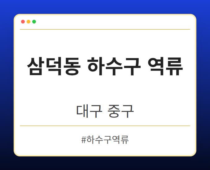 삼덕동 하수구 역류 - 대구 중구 삼덕동 하수구 역류 전문업체