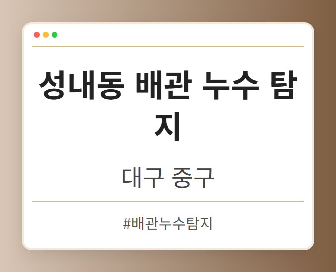 성내동 배관 누수 탐지 - 대구 중구 성내동 배관 누수 탐지 전문업체