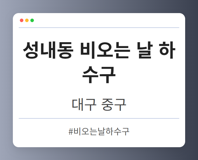 성내동 비오는 날 하수구 - 대구 중구 성내동 비오는 날 하수구 전문업체