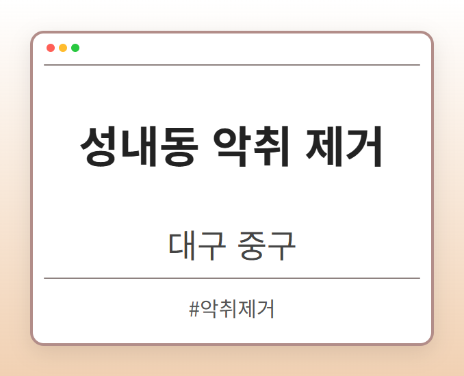 성내동 악취 제거 - 대구 중구 성내동 악취 제거 전문업체