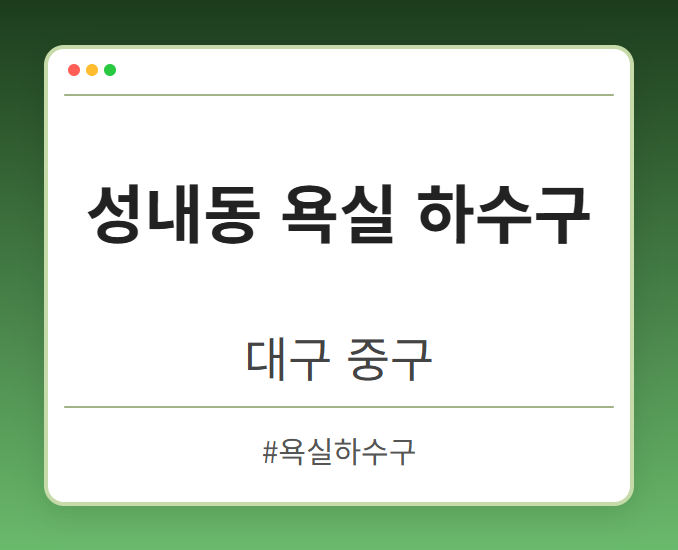 성내동 욕실 하수구 - 대구 중구 성내동 욕실 하수구 전문업체