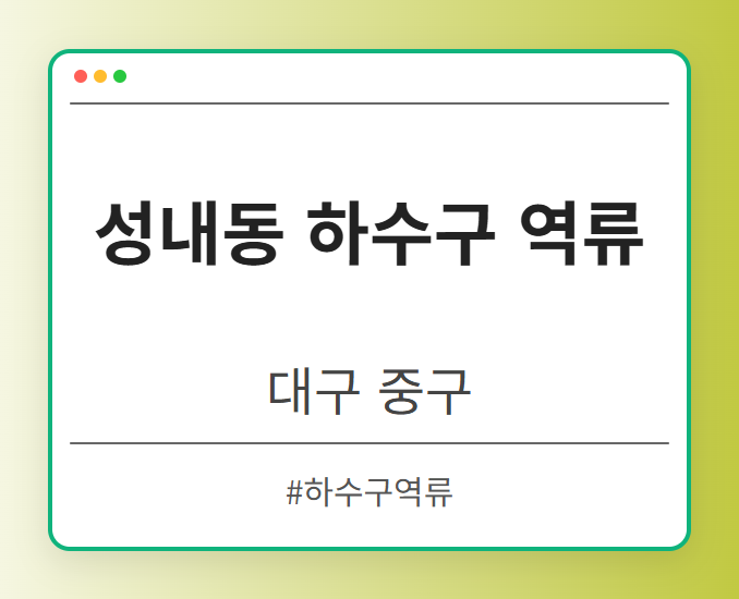 성내동 하수구 역류 - 대구 중구 성내동 하수구 역류 전문업체